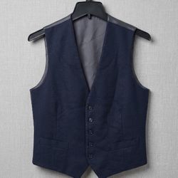 Men’s Navy & Gray Dress Vest – Size Medium