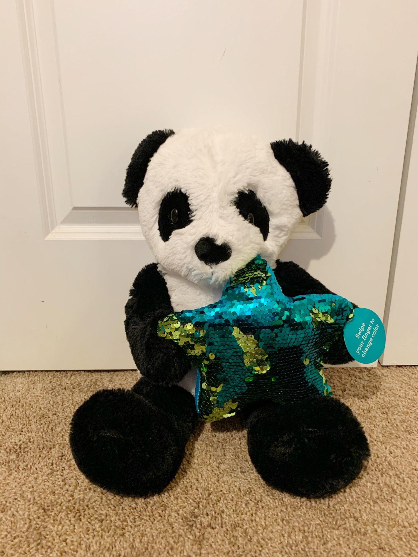 Panda with sequins stuffed animal