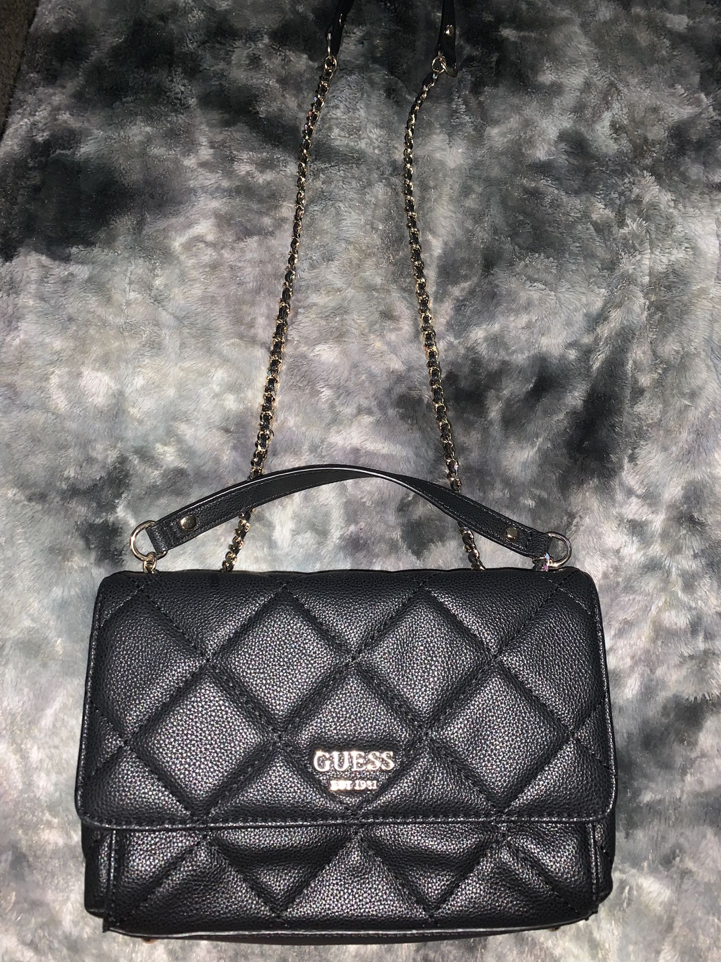 Guess Black Purse With Gold Chain
