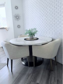 Real marble table 52” round, height 30” table (chairs sold separately)
