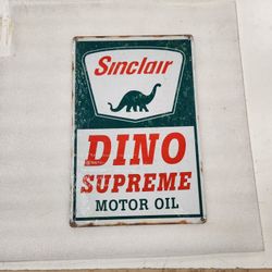 Sinclair Dino Oil Gas Station Company Aluminum Metal Sign 