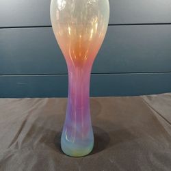Purple Blue Yellow Abstract Blown Art Glass Sculpt Tabletop Bud Vase Decor 
