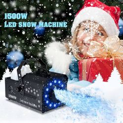 TCFUNDY 1500W Snow Machine with Lights. DMX RGB 12 LED Snow Making Machine Snowflake Maker for Christmas