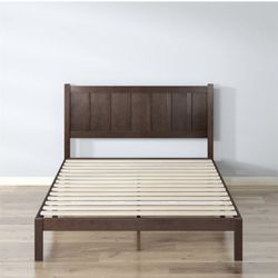 New Full Size Wood Platform Bed Frame With Headboard