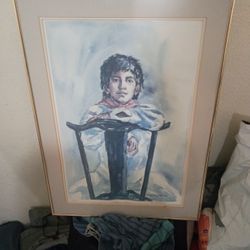 Mia Tschampel 1975 "Young Filipino Man Pose" Water Painting 