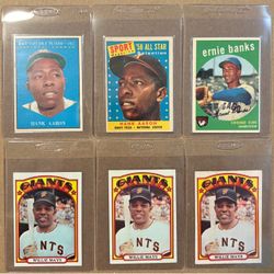 Vintage Baseball Cards Hank Aaron Willie Mays Ernie Banks