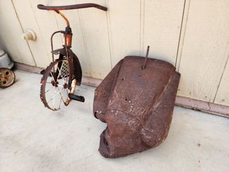 Old Murray Pedal Car Half & Vintage Tricycle Front 1/2 Metal Yard Art