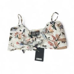 Reformation Medium Linen Crop Double Tie Tank Top Animal Print Janeiro Safari