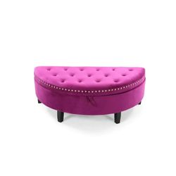 Button Tufted Storage Ottoman