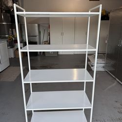 White Metal Frame Open Bookcase – 6 Shelves, Modern Minimalist