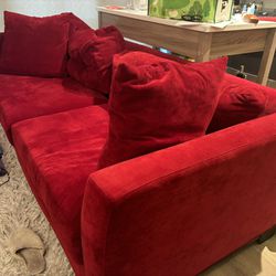 Jonathan Louis Red Velvet Sofa