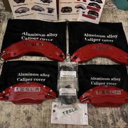 4pc Brake Caliper Covers Compatible Front Rear for 2023-2025 TESLA model X/S (RED)