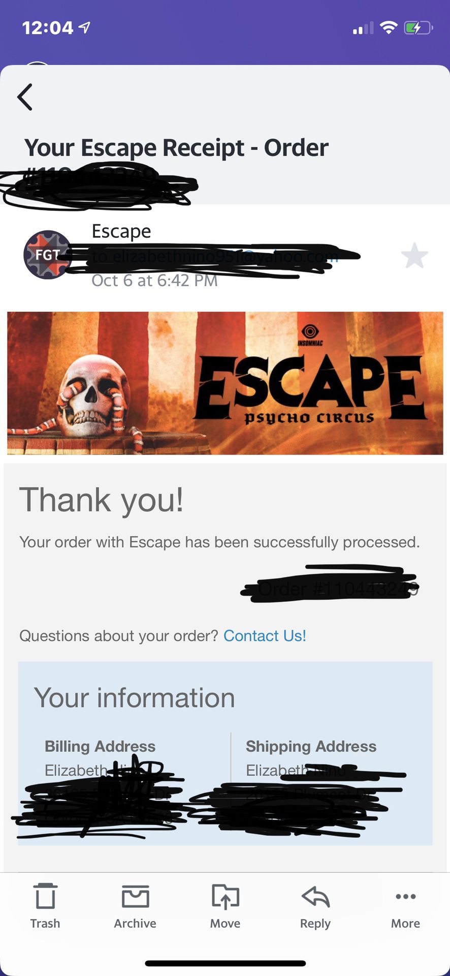 Escape (1) two day GA ticket