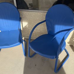 Metal blue chair set