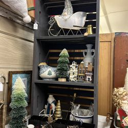 Unique Vintage Wood Crate Shelf - Painted & Attached