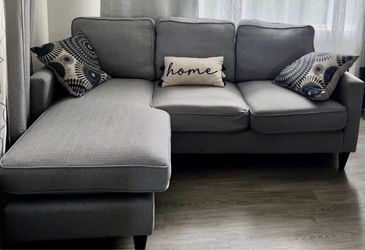 Gray Fabric Sectional Sofa with Chaise
