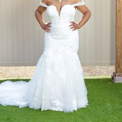White Wedding Dress With Corset and Lace Detail