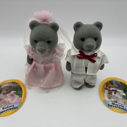 Vintage 1985 Sylvanian Families Calico Critters Morris & Kelsey Sweetwater Bride And Groom
