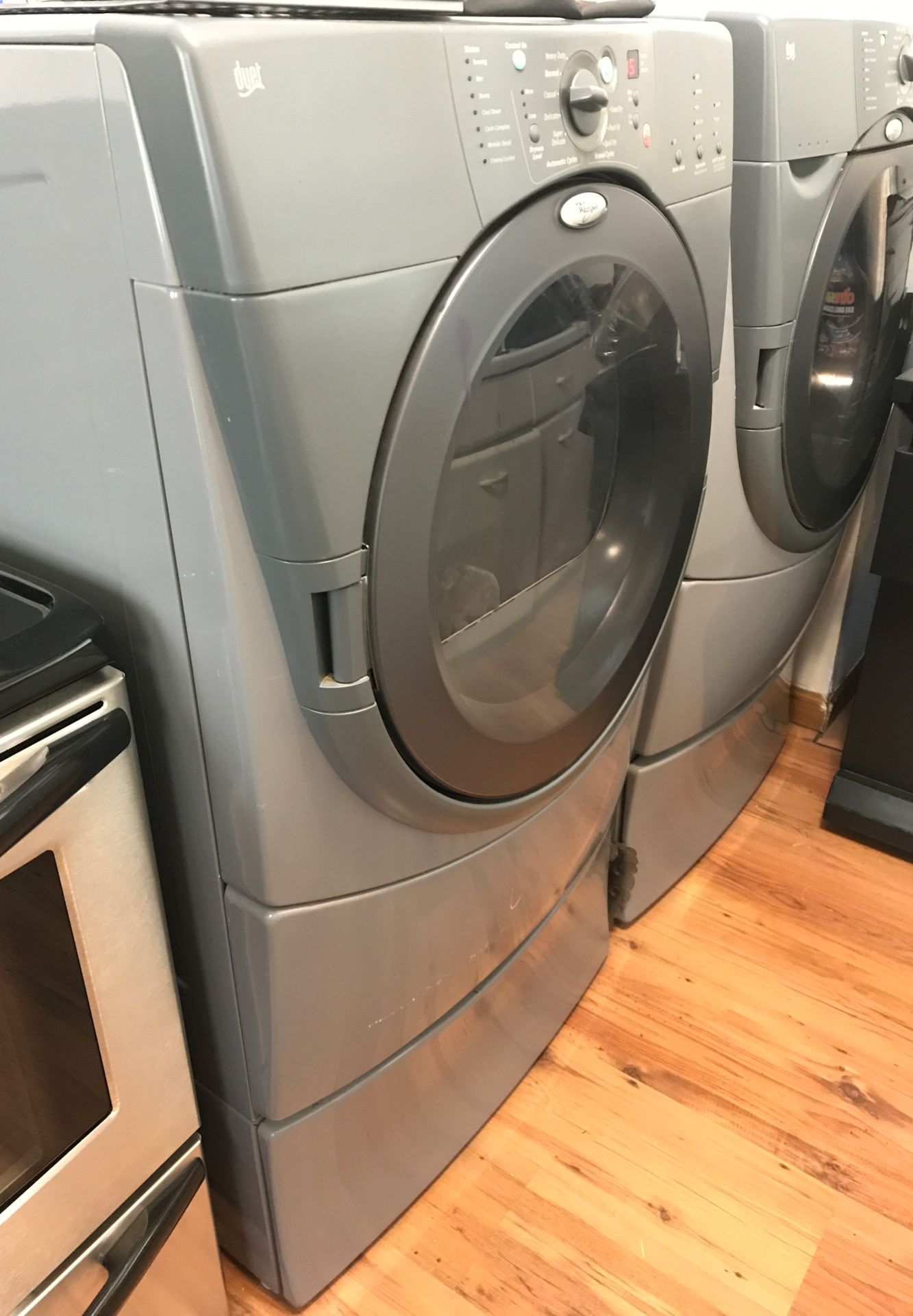 Gray Whirlpool duet ht washer and dryer