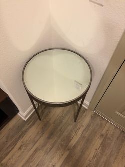 Round Glass Top Mirror Side Table