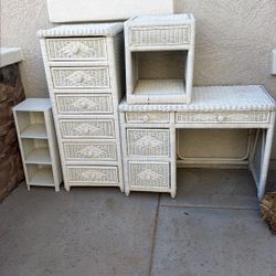 INDOOR 4-piece set White Wicker Office