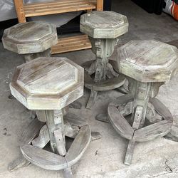 Wood Stools. Set of 4