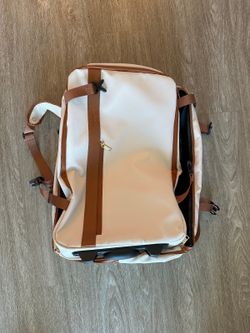 White Elm Gemini 3-in-1 Convertible Travel Backpack Duffel Roller Bag Cream Tan