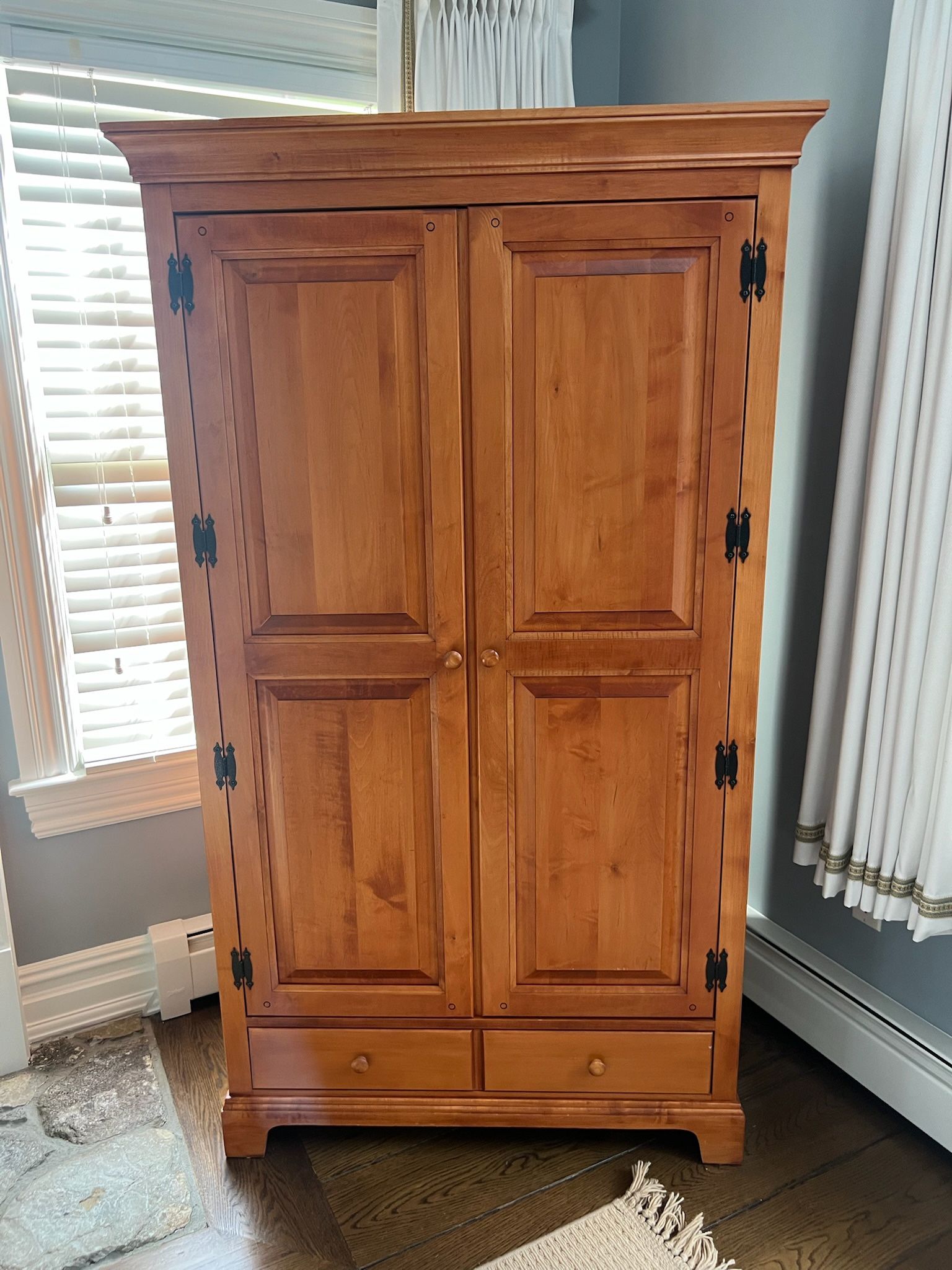 Great Wood Armoire from Crawford Furniture—excellent Condition 3 shelves Rod 1 drawer 22”d x40”w x 70”h Smoke free household