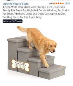 Fecuria 4-Step Wide Dog Stairs with Storage