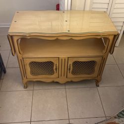 Antique Wood Stand With Cabinet 