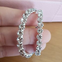 Silver 5cm Hoops With Zirconia Stone 
