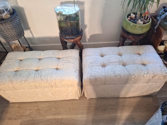 Pair of Tufted Upholstered Ottomans