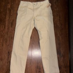 NWT MENS DULUTH FLEX BALLONROOM TRIM FIT KHAKIS  34/32  Tan