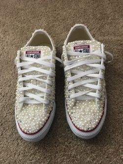 custom bling and pearls converse
