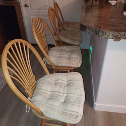 4 Wood Swivel Bar Stools