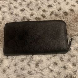 Coach Black Zip Around Wallet