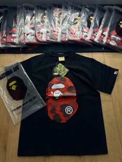 dark red camo bape tee