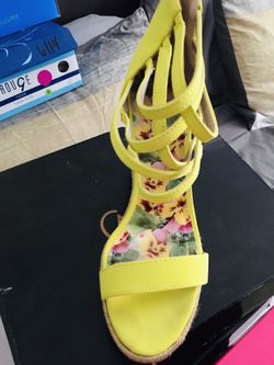 Wedge sandal. Neon {url removed} 9