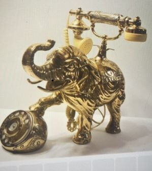 Vintagecast  Brass Elephant Rotary Phone