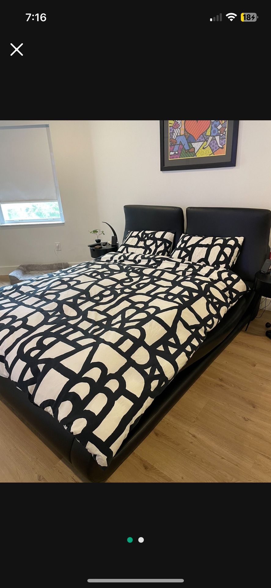 Black Leather Queen Bed frame