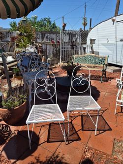 Pair of Vintage Metal Outdoor Chairs **see details**