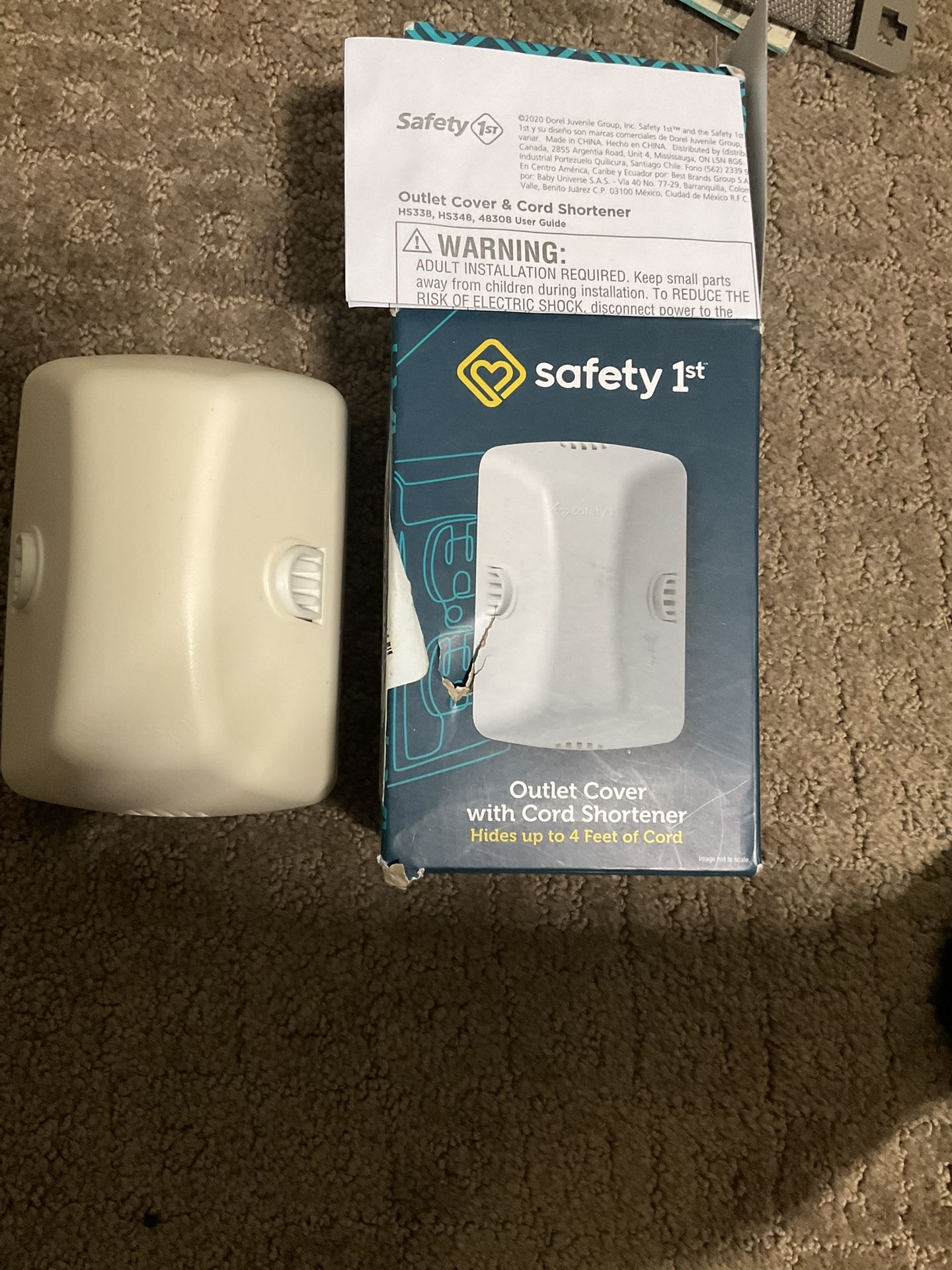 Safety 1st Outlet Cover With Cord Shortener For Baby Proofing, White