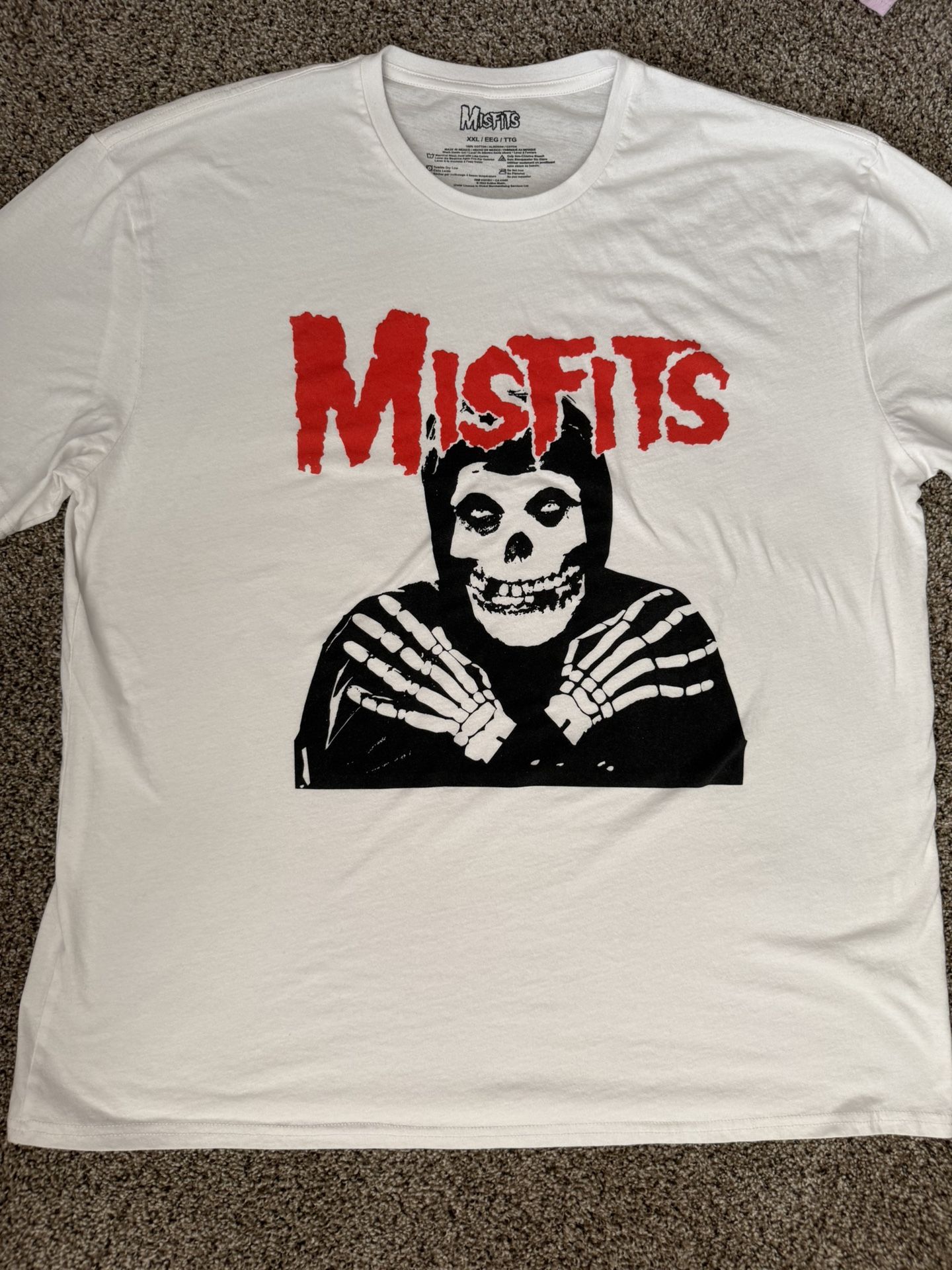 Men's Misfits Fiend Skull Red Logo Graphic Tee White XXL