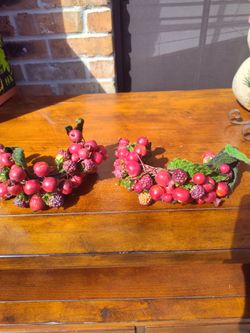 Artificial Berry and Leaf Stem Picks Set of 2