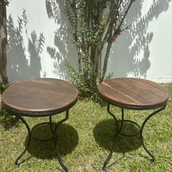 Wood-top side tables 