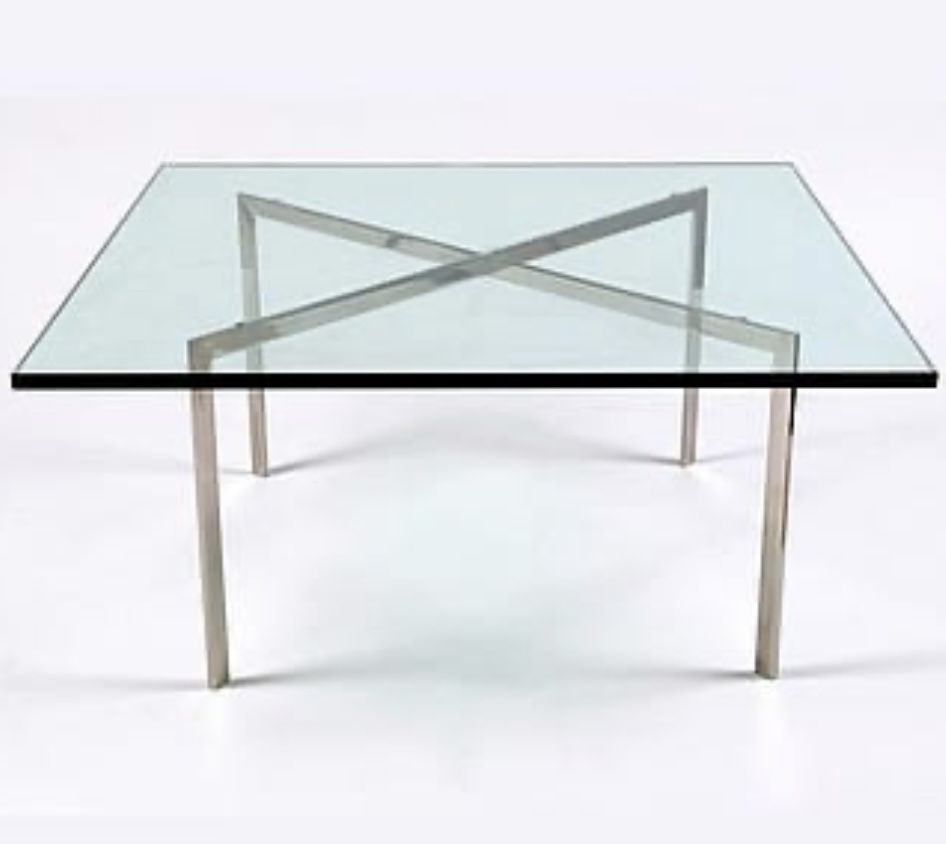 Vintage Knoll Glass and Chrome Coffee Table - Barcelona Coffee Table