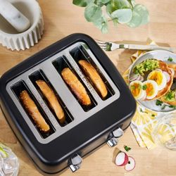 KitchenSmith by Bella 4-Slice Toaster: Gray, 1480W, Plastic, Spot Clean, 11.02"