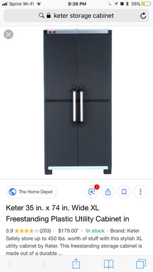 Keter 35 In X 74 In Wide Xl Freestanding Plastic Utility Cabinet