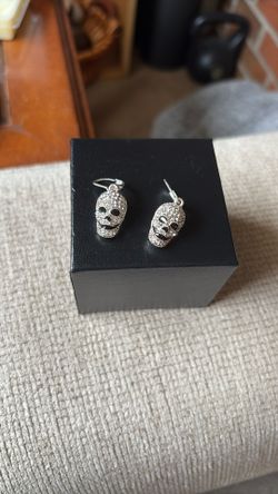 Napier Sterling Silver Skull Earrings