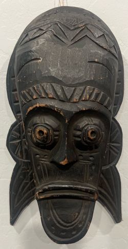 Vintage Hand Carved Wood Indonesian Tribal Mask